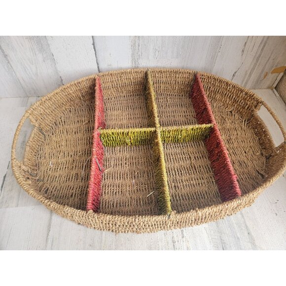 wicker organizer green red decor large - Picture 2 of 7